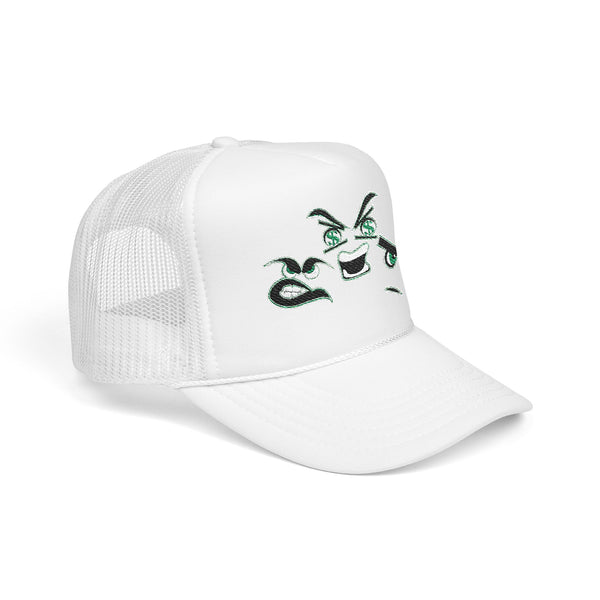 Green Meanie Bandits Facial Expressions Foam Trucker Hat with Embroidery