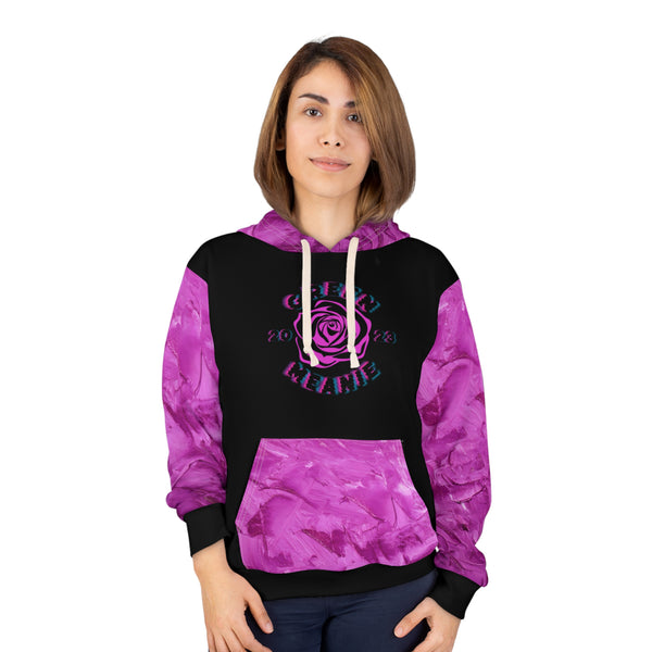 Vibrant Green Meanie Rose Abstract Print Pullover Hoodie