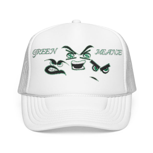 Green Meanie Bandits Facial Expressions Foam Trucker Hat with Embroidery
