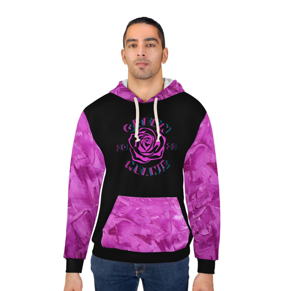 Vibrant Green Meanie Rose Abstract Print Pullover Hoodie
