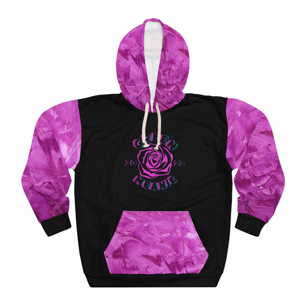 Vibrant Green Meanie Rose Abstract Print Pullover Hoodie