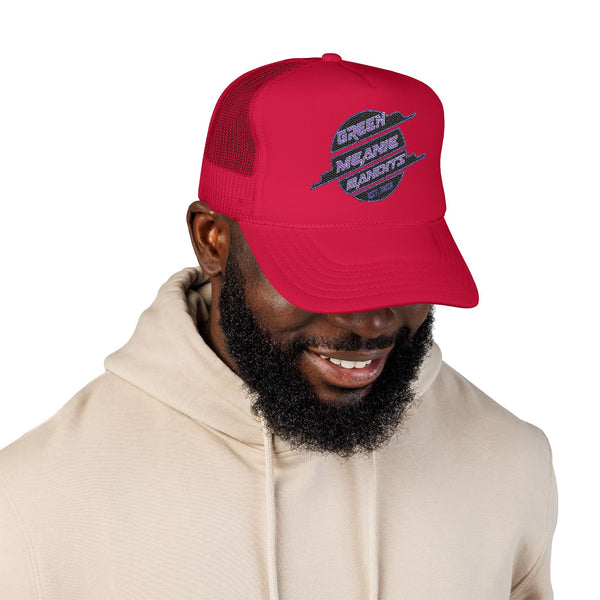 Green Meanie Bandits Brand Foam Trucker Hat with Embroidery
