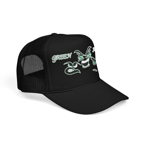 Green Meanie Bandits Facial Expressions Foam Trucker Hat with Embroidery