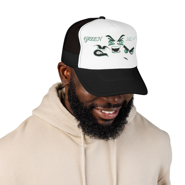 Green Meanie Bandits Facial Expressions Foam Trucker Hat with Embroidery