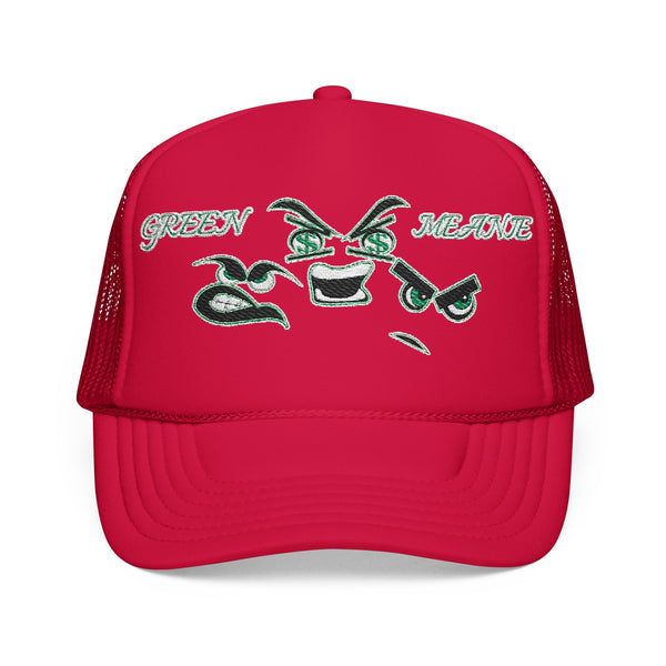 Green Meanie Bandits Facial Expressions Foam Trucker Hat with Embroidery