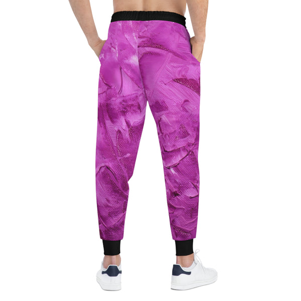 Green Meanie Rose Print Vibrant Pink Athletic Joggers