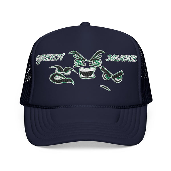 Green Meanie Bandits Facial Expressions Foam Trucker Hat with Embroidery