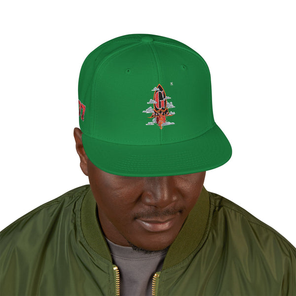 Embroidered Green Meanie G Rocket Snapback Cap
