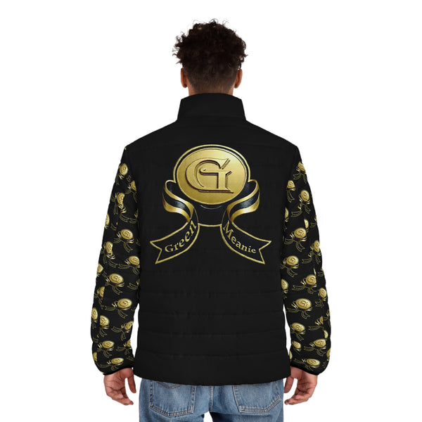 Men's BLK & GLD Green Meanie Puffer Jacket