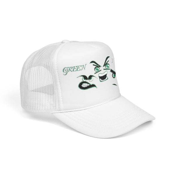 Green Meanie Bandits Facial Expressions Foam Trucker Hat with Embroidery