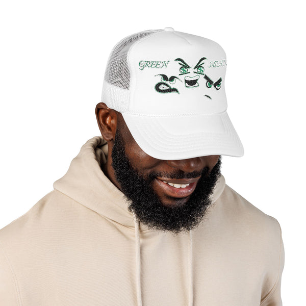 Green Meanie Bandits Facial Expressions Foam Trucker Hat with Embroidery