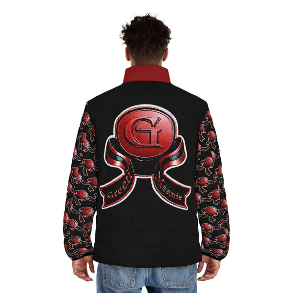 Men's BLK & RED-Green Meanie Puffer Jacket
