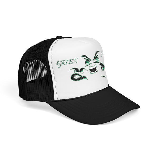 Green Meanie Bandits Facial Expressions Foam Trucker Hat with Embroidery