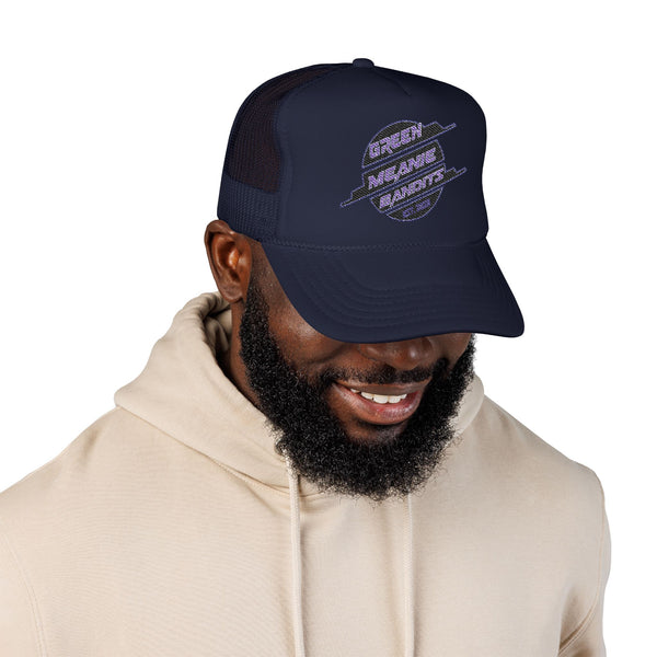 Green Meanie Bandits Brand Foam Trucker Hat with Embroidery