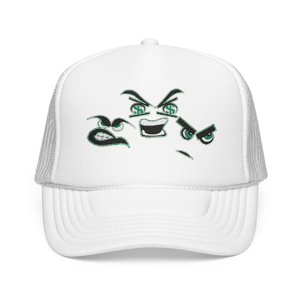 Green Meanie Bandits Facial Expressions Foam Trucker Hat with Embroidery