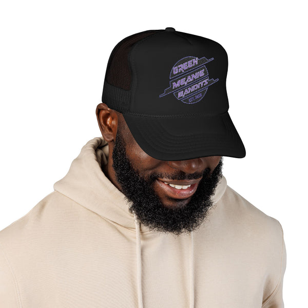 Green Meanie Bandits Brand Foam Trucker Hat with Embroidery