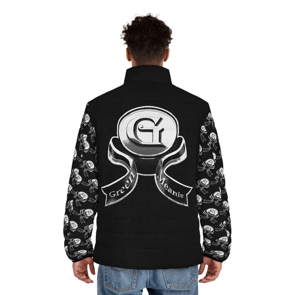 Men's BLK/WHITE/Green Meanie G logo Puffer Jacket