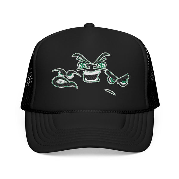 Green Meanie Bandits Facial Expressions Foam Trucker Hat with Embroidery