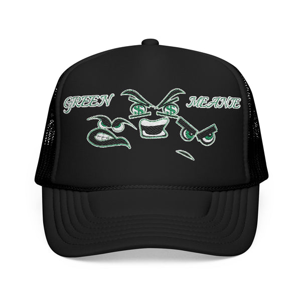 Green Meanie Bandits Facial Expressions Foam Trucker Hat with Embroidery