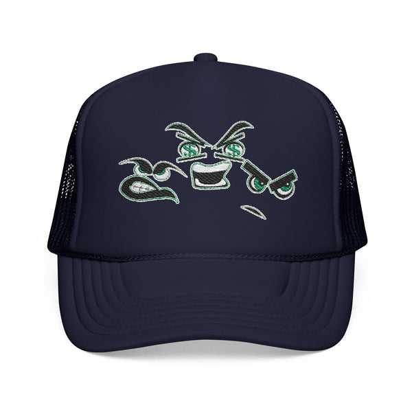 Green Meanie Bandits Facial Expressions Foam Trucker Hat with Embroidery