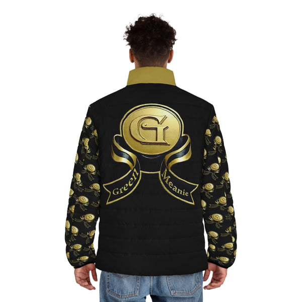 Men's BLK & GLD Green Meanie Puffer Jacket